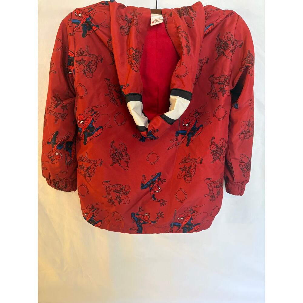 Marvel Spider-Man Boys Jacket Size 5 Red Hooded Lightweight Windbreaker - Picture 7 of 13